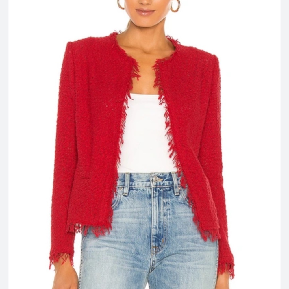 IRO Shavani Dark Red Open Fringe Jacket